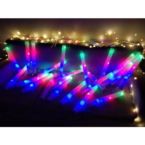 Set of 52 Glow Sticks Bulk, 52 Pcs LED Foam Sticks Light Up Batons Party Favors with 3 Modes Colorful Flashing, Glow in the Dark Party Supplies for Party Wedding Birthday Concert Halloween Christmas