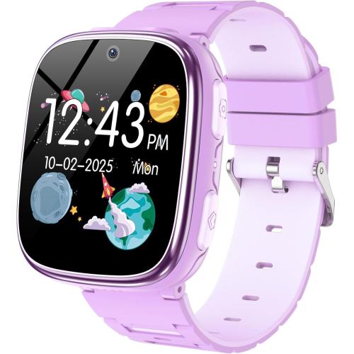 Kids Smart Watch Girls Boys - Smart Watch for Kids Game Watch Gifts for 4-12 Years Old with 15 Games Camera Alarm Video Music Player Pedometer Flashlight Birthday Gift Toys for Boys Girls (Purple)