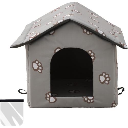 Size Large VARMTOR Outdoor Cat House, Cat Houses for Outdoor Cats, Weatherproof Warm and Insulated Cat House with Transparent Curtain Pet House, Stray Cats Shelter