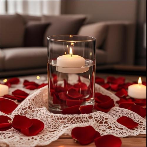 24 Pack 2 Inch Floating Candles, 5-6 Hour Burn White Real Wax