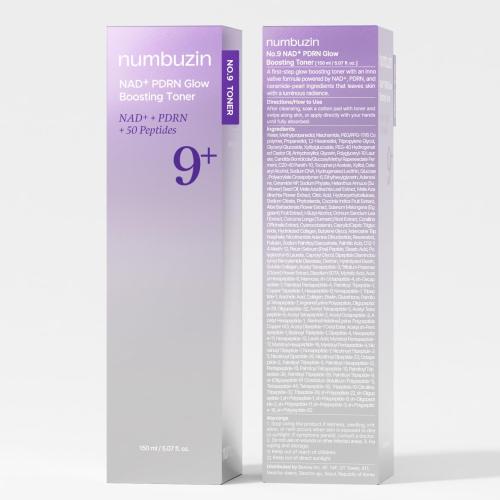 numbuzin No.9 NAD  Salmon PDRN Glow Boosting Toner, Hydrating & Firming Toner for Wrinkles, Fine Lines & Dull Skin, Peptides & Salmon PDRN for Radiance, Korean Skincare 5.07 fl oz