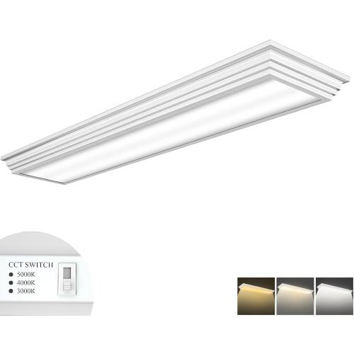 FAITHSAIL Dimmable 4FT LED Wraparound Light, Selectable 3 Color Temperature 3000K/4000K/5000K CCT 50W 5500LM 4 Foot Kitchen LED Light Fixture, Flush Mount 48 Inch Ceiling Lighting Fixture, 1 Pack