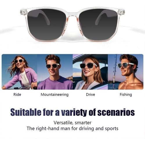 Smart Glasses Bluetooth Audio Sunglasses for Men Women with Dual Stereo Speakers, Open Ear Music &HD Calling, Touch &Voice Assistant, UV Protection——Transparent