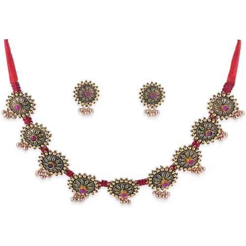 Binnis wardrobe Dual toned hand made textured choker Jewellery set