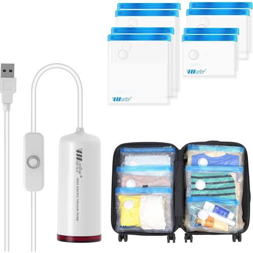VMstr Travel Vacuum Storage Bags with Electric Pump (USB Pump   8 Combo Bags)