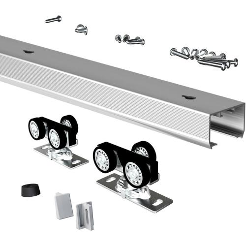 Size 48 Pocket Door Hardware and Track Set, 48 Inch Sliding Door Aluminium Alloy Box Rail Hardware for Single Wooden Door,Silver