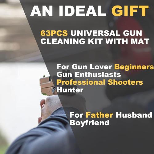 iunio Gun Cleaning Kit, Universal Gun Cleaning Kit for All Caliber Shotgun Pistol Rifle Cleaning Kit with Mat Portable Case