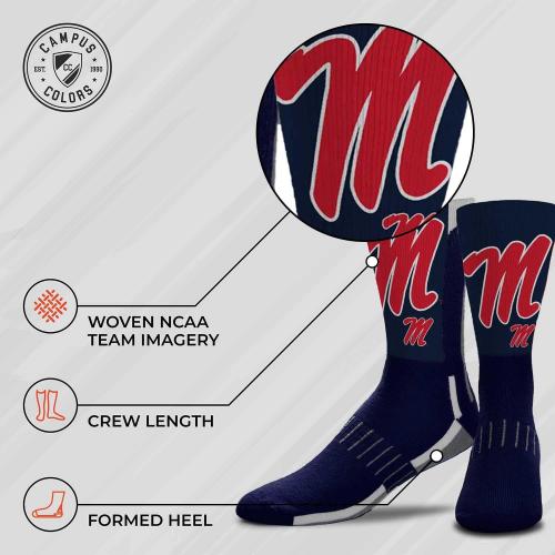 Size MD For Bare Feet NCAA Adult State and University Crew Socks - Polyester blend - Unisex - High-performance socks provide