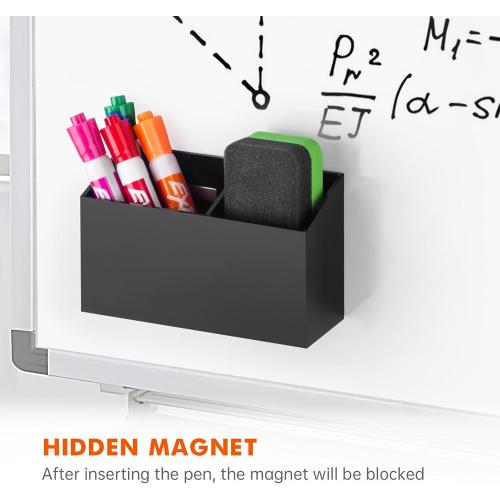 BEYGORM Magnetic Dry Erase Marker Holder for Whiteboard,Non-slip Acrylic Magnet Pen Holder for Fridge Refrigerator,Locker Organizer for Work,Locker Accessories,Pencil Cup for Desk(Black)