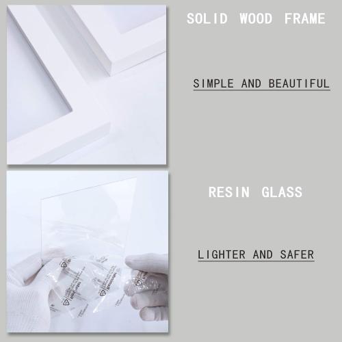 16x20inch Picture Frame 2 Pack White Solid Wood Display Pictures 12x16 with Mat or 16x20 Wall Without Mounting Photo Frames（2pcs）