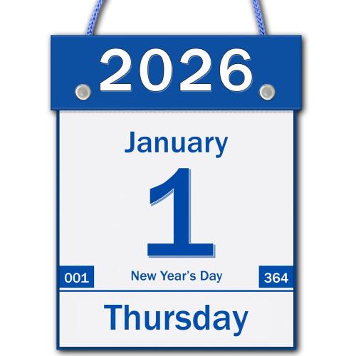 2026 Daily Wall Calendar, Page per Day with Large Print Dates, 365 Day Tear off Wall Calendar for Seniors Gift Home Office School Dorms, 8.5 x 6, Tear Away Calendars with Hanging String, Blue