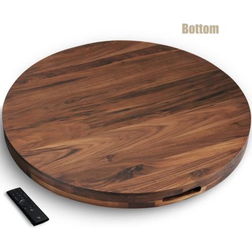 26 Inches Extra Large Round Black Walnut Wood Ottoman Tray with Handles, Serve Tea, Coffee, Classic Circular Wooden Decorative Serving Tray