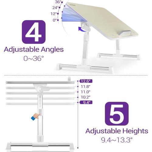 Laptop Bed Tray Table, Nearpow (Larger Size) Adjustable Laptop Bed Stand, Portable Standing Table with Foldable Legs, Foldable Lap Tablet Table for Sofa Couch Floor - Large Size