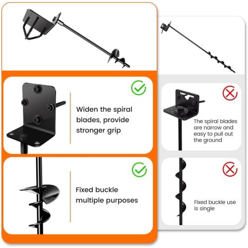 Ground Anchors Shed Anchors 27 Set of 4 Trampoline Stakes Screw in Heavy Duty Mobile Home - Storage Shed Anchor Kit - Playset Swing Anchors - Stakes for Fence,Carport,Garden (Black, 4 x 27in)