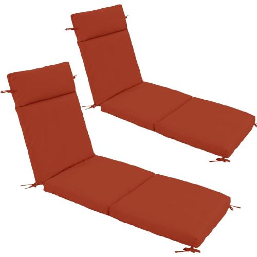 Chaise Lounge Cushion Set of 2 Outdoor Lounge Chair Cushions, Lounger Pad Replacement with Fade-Resistant, Removable & Machine-Washable Covers, Ideal for Patio Chaise Chairs, Rust