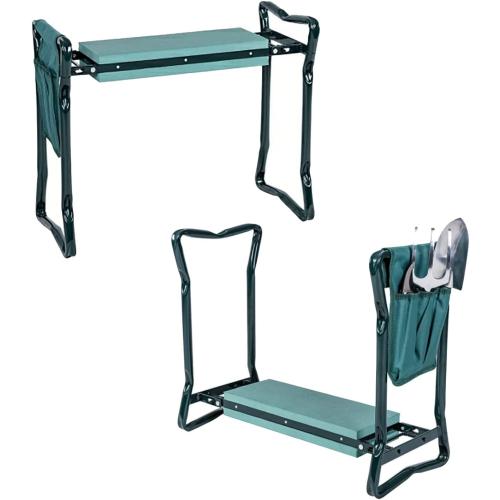 2-in-1 Garden Kneeler & Seat, Folding Seat w/EVA Foam Kneeling Pad & Removable Tools Pouch, Sturdy Steel Frame, No Assembly, Portable Heavy Duty Garden Stool for Women & Men