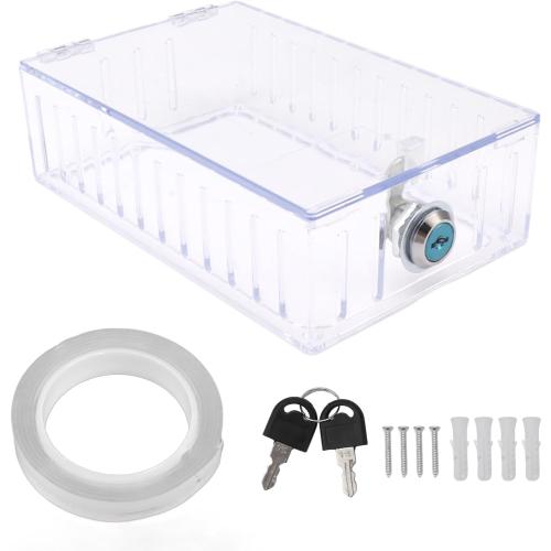 Large Thermostat Guard, Thermostat Lock Box with Key, Clear Thermostat Cover for Thermostat On Wall, 18x10x5 cm, Universal Home Locking Thermostat Guard