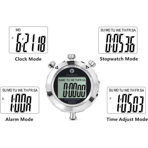 Stopwatch, Metal Stop Watch for Sports 10/100/400 Laps, Stopwatches Timer for Coach Sports Running with 0.01second & 0.001second Timing, Conutdown, Alarm