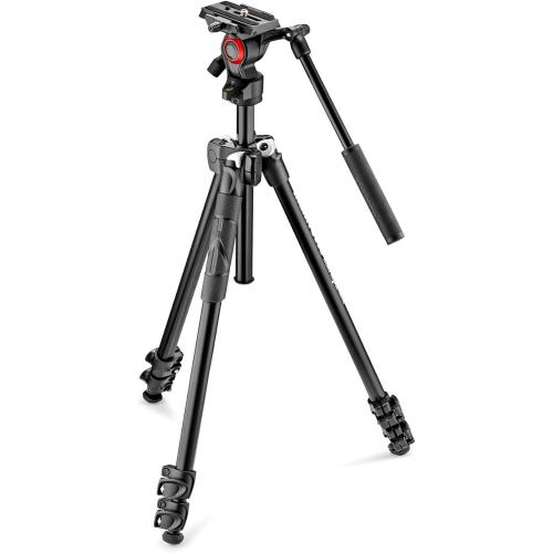 Manfrotto MK290LTA3-V, Kit 290 Light with Video Fluid Head, Aluminium, DSLR, Compact System Camera, Mirrorless, Video, Videography, Black