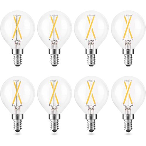 E12 LED Light Bulbs 25-Watt Equivalent (Dimmable), Warm White 2700K, 2W Vintage Clear G15/G50 Globe LED Bulb for Beside Lamp Ceiling Fan Pendant Lights Chandelier Fixture, 200 lm, 8 Pack