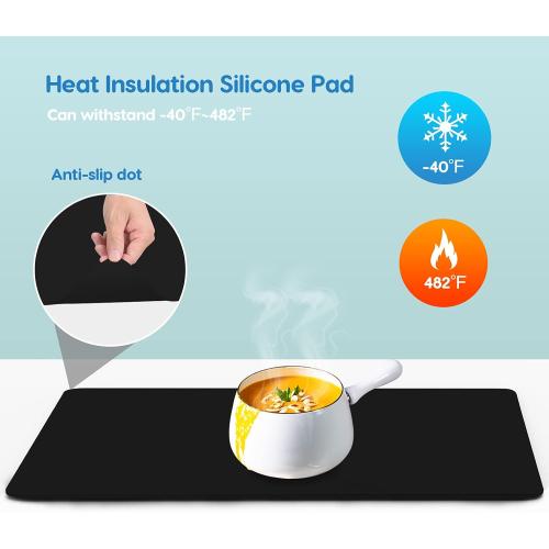 Extra Large Silicone Mat 35.3x23.5x0.08, Multipurpose Silicone Mat Thick Heat Resistant Mat Shipped Rolled Up Kitchen Counter Mat Waterproof Nonslip Silicone Mats for Kitchen Counter Black | Extra Large, Heat Resistant, Waterproof, Nonslip, Multipurpose Countertop Protector, Shipped Rolled Up