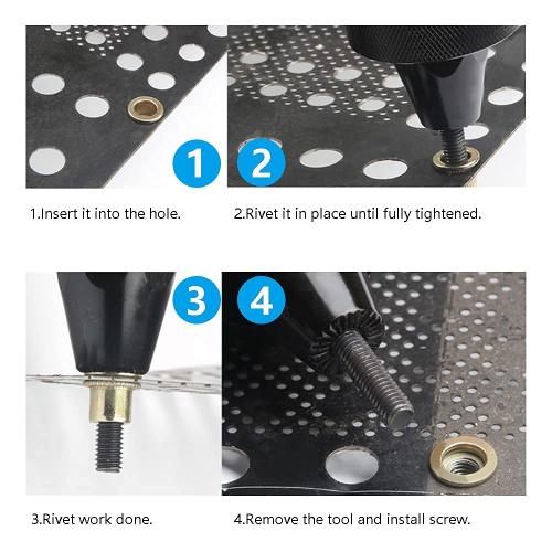 1/4-20 Rivet Nuts, Carbon Steel UNC Rivet Nut Set, Flat Head Threaded Rivets Nut Inserts for Metal(1/4-20)