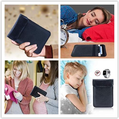 Leather Faraday Bag RFID Cell Phone Signal Blocking/Jammer Pouch Bag Anti-Spying/Tracking/Radiation GPS Shielding Passport Sleeve/Wallet Case,Car Key FOB