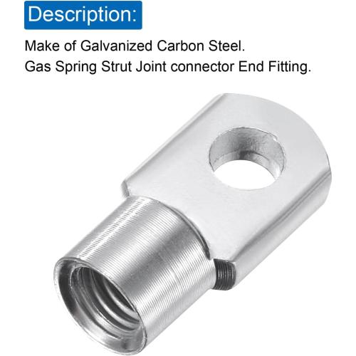 uxcell Gas Spring Strut M8 Joint Fitting Female Threaded Connectors Steel Silver Tone, 6Pcs