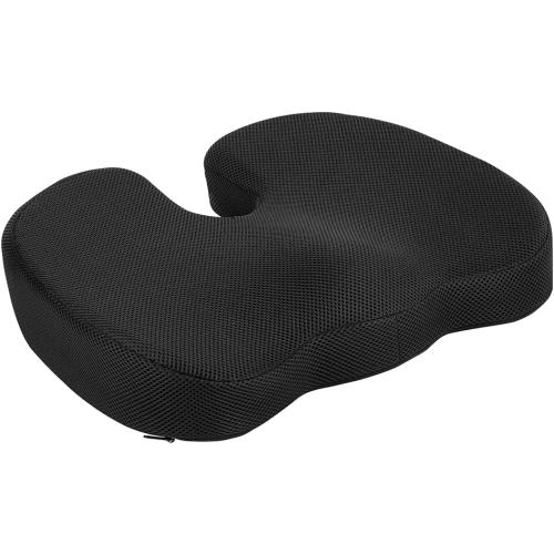 Amazon Basics Comfortable Seat Cushion for Office Chairs, Enhanced Memory Foam with Cooling Gel, Non-Slip, Long Sitting Support, Black