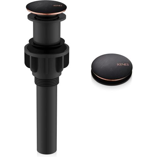 KENES Oil Rubbed Bronze Pop Up Bathroom Sink Drain Stopper Without Overflow