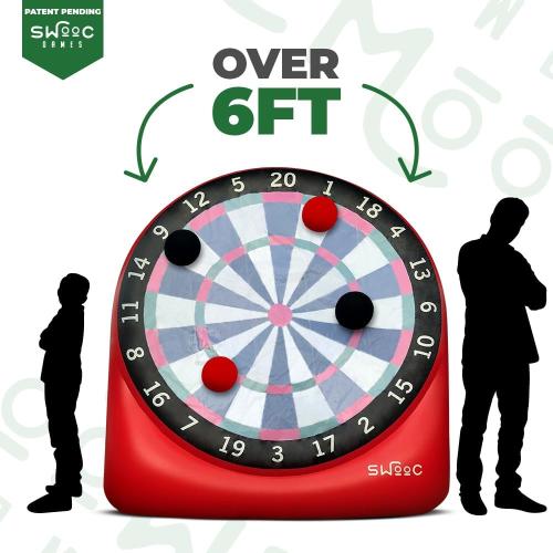 Swooc Games - Inflatable Giant Kick Darts (15  Ways to Play) - Jumbo Soccer Dartboard w/Air Pump - Big Carnival Games - Giant Outdoor Games - Oversized Dart Board Yard & Lawn Game for Kids & Adults