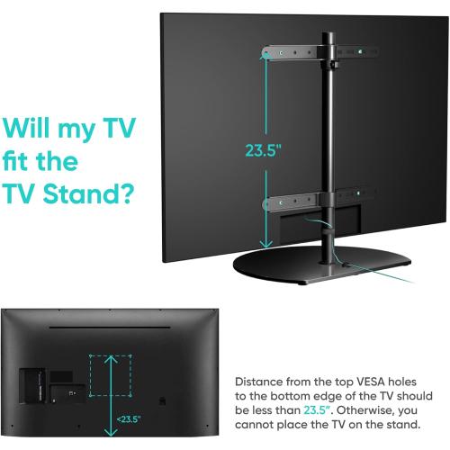 ONKRON Universal TV Stand for 32-65 Inch Screen up to 77 lbs, Height Adjustable, Swivel TV Stand Pedestal, VESA 100x100-400x400, Table Top TV Mount Stand with Tempered Glass Base Black