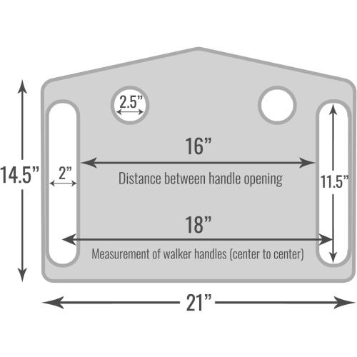 DMI Walker Tray With Cup Holders, Walker Tray For Folding Walkers, Mobility Accessory for Seniors, Tray Table for Standard Walkers, Multipurpose and Portable, Gray