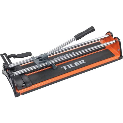 TILER 14 Inch Manual Tile Cutter, Professional Porcelain Ceramic Tile Cutter with Chrome Plated Solid Rails, Tungsten Carbide Cutting Wheel, Adjustable Fence Gauge, Anti-Skid Feet 8103E-2