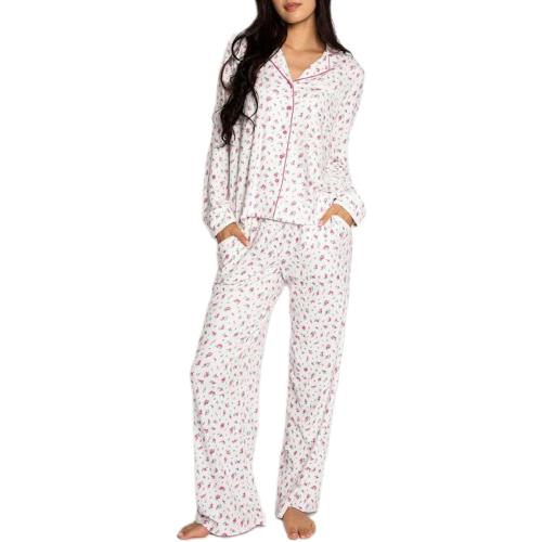 Women XL Y2k 2 Piece Floral Pajamas Button Down Long Sleeve Wide Leg Lounge Set Cute Pjs Loungewear Sleepwear