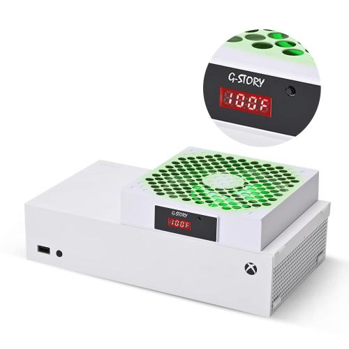G-STORY Cooling Fan for Xbox Series S with Automatic Fan Speed Adjustable by Temperature, LED Display, High Performance Cooling, Low Noise, 3 Speed 1500/1750/2000RPM (140MM) with RGB LED (White)