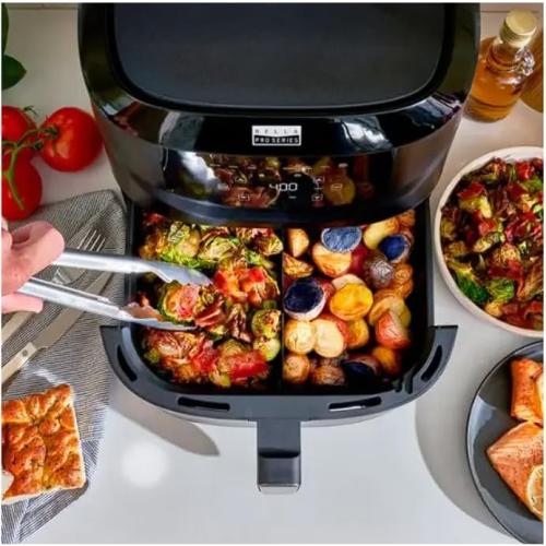 Black Bella PRO - 8-qt. Touchscreen Air Fryer with Divided Basket - Matte Black