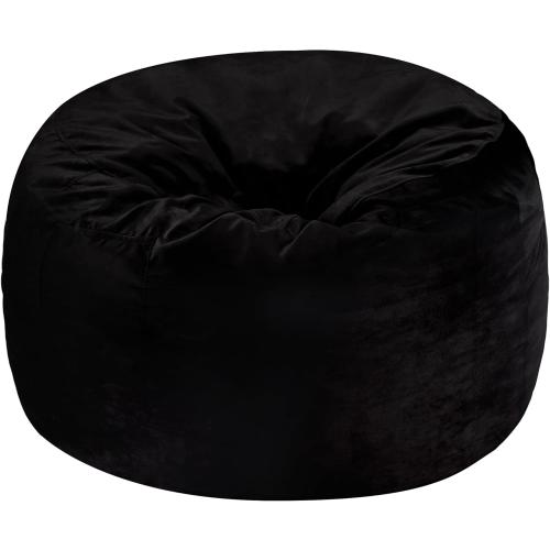 Homguava 3FT Bean Bag Chair: 3' Bean Bags with Memory Foam Filled, Large Beanbag Chairs Soft Sofa with Dutch Velvet Cover-Black