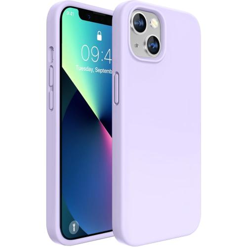 miracase Designed for iPhone 13 Case, [Soft Anti-Scratch Microfiber Lining], Shockproof Liquid Silicone Rubber Phone Case Cover for 13 6.1 inch, Light Purple | Soft Anti-Scratch Microfiber Lining, Premium Silicone Cover Shockproof Drop Protection Phone Case for 13