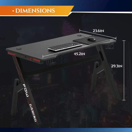 FDW Computer Desk,Gaming Desk 45.2 inches Student PC Desk Writing Desk Office Desk Extra Large Modern Ergonomic Racing Style Table Workstation Carbon Fiber Cup Holder Headphone Hook