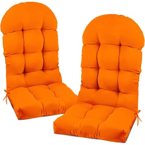 Outdoor Adirondack Chair Cushions Set of 2 Orange Waterproof High Back Patio Chair Cushion with Ties Indoor Outdoor Lounge Cushions Replacement,