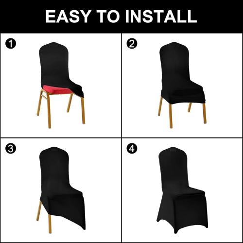 SUPERO Waterproof Spandex Chair Cover  6PCS, Stretch Dining Chair Covers, Polyester Outdoor Chair Covers, Protector Stretch Chair Cover for Party Universal, Banquet, Wedding Event, Hotel(Gold)