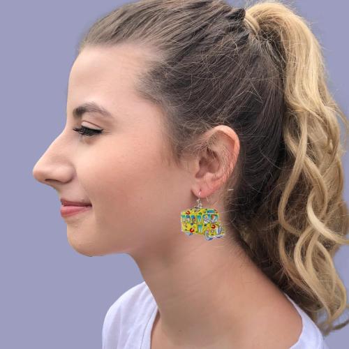 Cute Pair of School Bus Earrings foe Teachers, Principals, Bus Drivers, Educators, Librarians and More. Frizzle Style School Bus Earrings for Teacher Gifts, Teacher Appreciation, Ms. Frizzle Costume