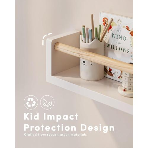 G&W Gruwald Nursery Book Shelves, Set of 3, Wall Bookshelf, Book Shelf for Kids Rooms, Wall Book Shelves for Bedroom Kids, Floating Shelf, Nursery Decor (White, 23 Inches)