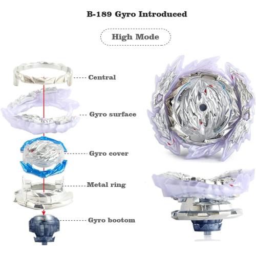 Battling Tops Burst Battle B-189 Guilty Longinus Kr MDS-2 Gyro Toys for Kids with B-184 Custom Bey Launcher