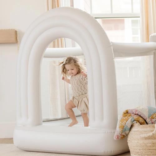 PLAYSMOL Mini Rainbow Inflatable Bounce House, Jumping House for Indoor Play, Bouncy Castle for Toddlers & Kids 3-6, Easy Set Up & Storage