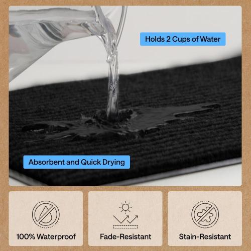 GORILLA GRIP Waterproof Traffic Guard Door Mat, Indoor and Outdoor Heavy Duty Entryway Mats, Strong Backing Commercial Utility Rugs, Office Hallway, Garage and Patio, Low Profile Runner,
