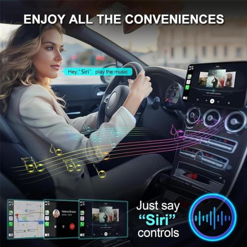 Wireless CarPlay Adapter for iPhone iOS10  / Android11 , 2-in-1 Apple Carplay & Android Auto Adapter with Extension Cable USB-A & USB-C, Stable Control No Delay Compatible 1000  Car Models (2016 )