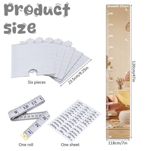 Growth Chart Mirror, Growth Chart Mirror for Wall, Mirror Growth Chart for Wall, Children's Growth Chart Mirror, Puzzle Mirror Growth Chart, Foldable Height Measuring Mirror, Bedroom Wall Decor