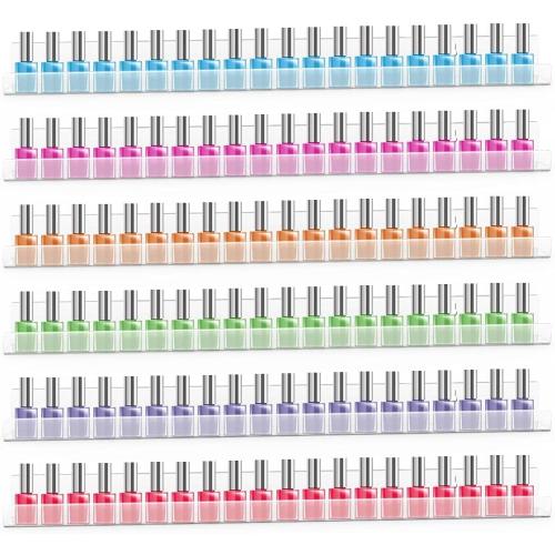 Sezanrpt 24 Inches Acrylic Nail Polish Rack for Wall, Clear Nail Polish Organizer Wall Mounted for 150 Bottles, 6 Pack